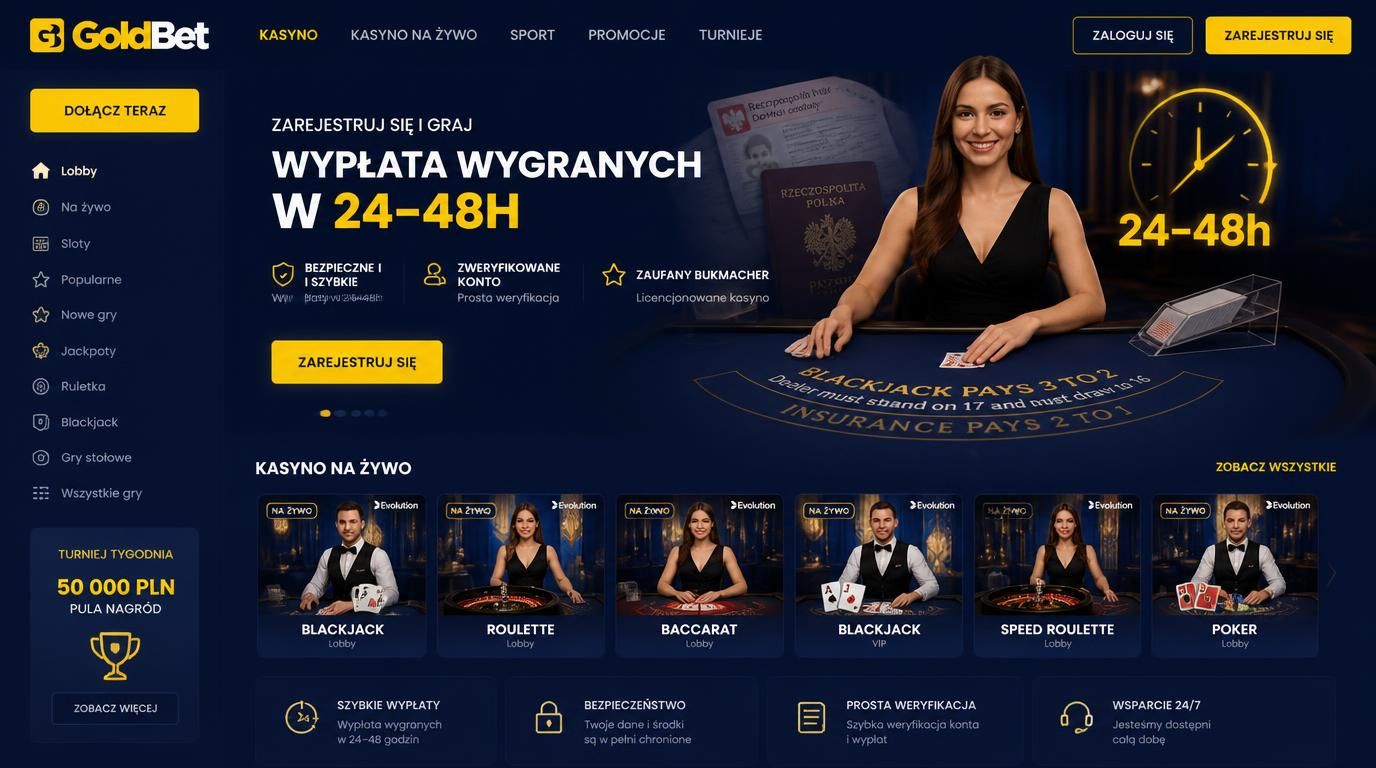 dealer przy stole live + dokumenty, zegar 24–48h